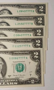 2017A 2 $ 4 Of A Kind Lucky 7777 Seriennummer Stempelglanz unberührt 🌟 - Bild 1 von 3