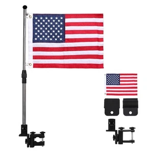 Kit de poste de bandera americana, kit de poste de bandera de barco, 360° ajustable 12''x18'' bote Fla... - Imagen 1 de 7