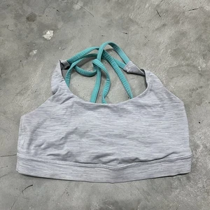 Sujetador deportivo Lululemon gris/blanco a rayas Energy talla 6. Forrado divertido y elegante - Imagen 1 de 6