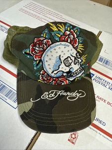 Ed Hardy by Christian Audigier Truckermütze Camouflage Druckknopf Netz Totenkopf Netz neu ohne Etikett! - Bild 1 von 7