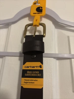 NEW Carhartt Brown Classic Buckle Belt Full Grain Bridle Leather Size 36 - Image 1 of 4