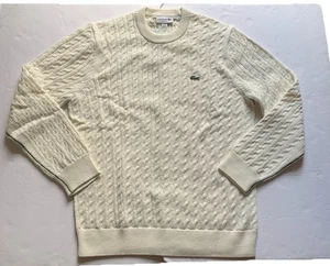 Lacoste Organic Cotton Crewneck Sweater White Men’s Large NWT - Picture 1 of 9
