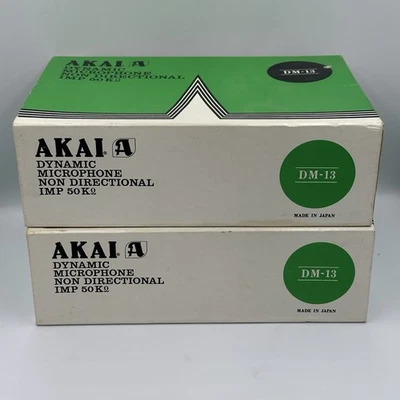 Set of 2 Akai DM-13 Dynamic Microphones Non Directional w/Stands New NOS - Image 1 of 4