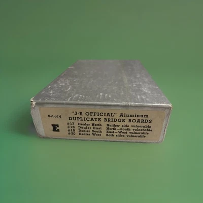 J-R OFFICIAL" Aluminum Duplicate Bridge Boards, set 4, E 16-17, 19- 20 - Image 1 of 4