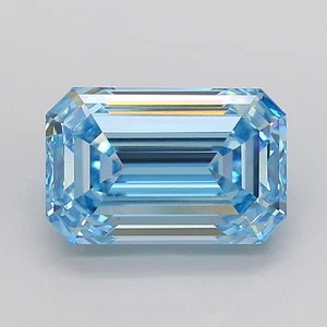 6.11 CT Emerald Cut Blue Lab Created Diamond For Engagement Bezel Setting Ring - Picture 1 of 2