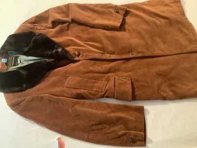 Abrigo de pana vintage Jcpenny Towncraft para hombre 44Reg marrón vestido chaqueta piel sintética Foto 1 de 4