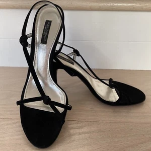 Dolce Gabbana Women Sandals Shoes Sz 9.5 US (39.5 EU) Black Party Suede Leather - Picture 1 of 16
