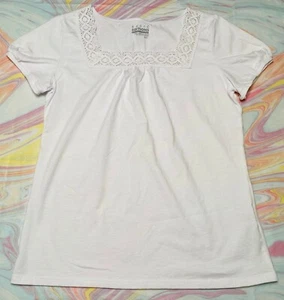 Top de mujer blanco de ganchillo con cuello cuadrado: S - Imagen 1 de 1