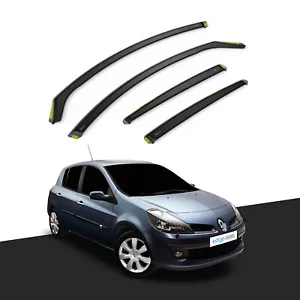 Renault Clio MK3 2005-2012 5 Door Hatchback Wind Deflectors 4pc Tinted - Picture 1 of 10