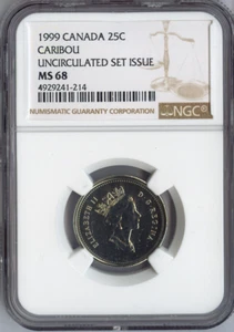 1999 Canada 25 Cents 25C NGC MS68 UNC SET Caribou - Quality Auction - Picture 1 of 2