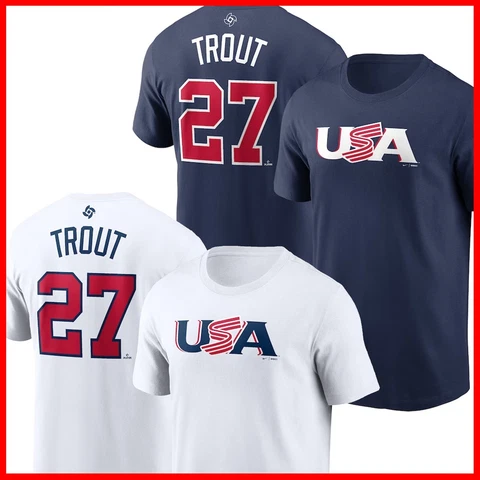 HOT!!! NEW Mike Trout # 27 USA Baseball Team 2023 World Baseball T-Shirt S-5XL Cover