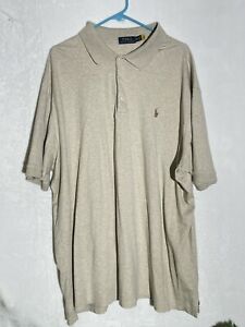 Polo Ralph Lauren Men’s Tan Beige Short Sleeve Polo Shirt Size 3XLT Tall