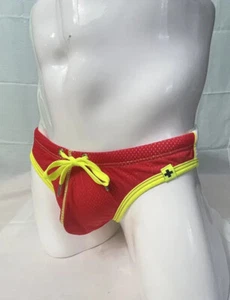 Andrew Chritian Catalina Brief Red, White, & Yellow Sz XL NWT 2 avail. NEW LOOK - Picture 1 of 9