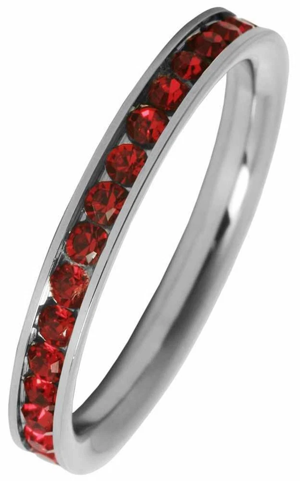 Akzent Edelstahl Damen Ring roten Zirkonia Steine versch. Größe Nr. 56 -181/ B5 - Bild 1 von 1