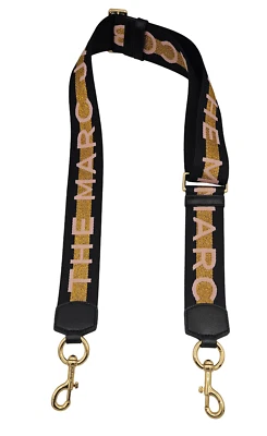 Marc Jacobs L1040 Black/Gold New Logo Webbing Strap 57 in - Image 1 of 3