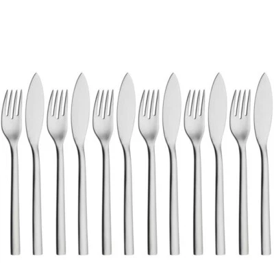 WMF, Nuova, set 6 Forchette e 6 Coltelli pesce, Acciaio - Immagine 1 di 2