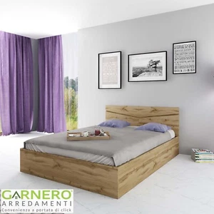 Letto matrimoniale francese contenitore moderno design 140x200cm oldwook CAMILLA - Foto 1 di 2