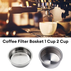 Stainless Steel Coffee Filter Basket Single 1 Cup Double 2 Cup 51mm Portafilter - Picture 1 of 21