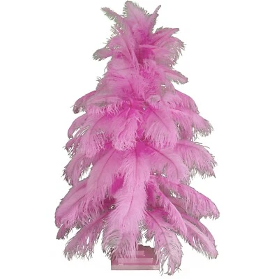 Pink Ostrich Feather Christmas Tree Real Bird Feather Branches Stand Included - Image 1 of 4