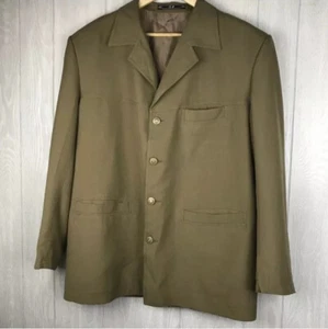 Giorgio Armani Paris Button Front Closure Lined Pockets Jacket Size 54 Green - Picture 1 of 8