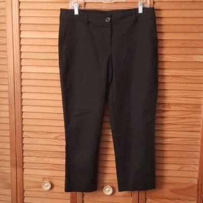 Hilary Radley Preto Mistura de Algodão Bolsos Quadril Botão Fecho Zíper Capris Tamanho 8 - Imagem 1 de 4