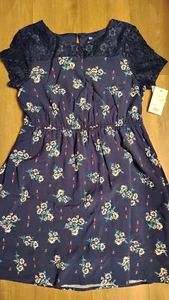 NWT SO brand GIRL JUNIOR BLUE FLOWER DRESS ,SIZE XL 14/16 - Picture 1 of 6