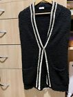 Brunello Cucinelli Black Women Long Vest Karakul size M Authentic