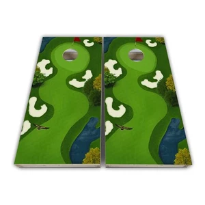 Golf Green Cornhole Cornhole Board Wrap Set Laminato Cornhole Decal Set - Foto 1 di 4