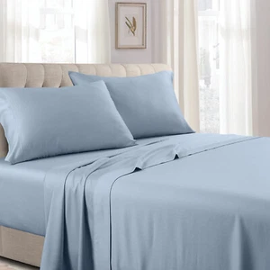 300 Thread Count Solid Sheet Set Combed Cotton Bed Sheet set- Deep Pocket - Picture 1 of 18