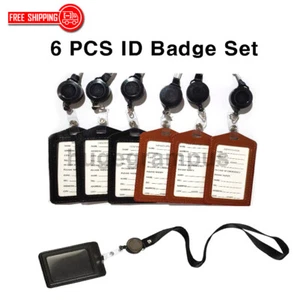 6 PCS ID Card Holder Name Badge Holder with Lanyard Necklace "US Seller" - Picture 1 of 4