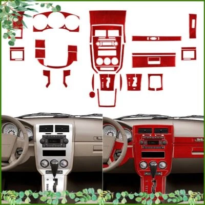 35Pcs Red Carbon Fiber Interior Trim Dash Kit Cover For Dodge Caliber 2007-2009 — 第 1/4 张图片