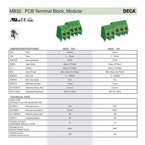 20 Stück 3-Position Leiterplatte 45° Reihenklemme 0,2" (5,08 mm) Raster 300V 16A 105°C - Bild 1 von 2