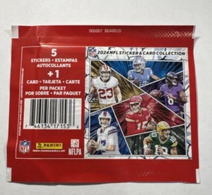 2x 2024 Panini NFL Factory Sealed Sticker Card Collection Pack 1 Card 5 Stickers - Picture 1 of 1
