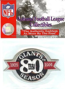 Parche de camiseta de los New York Football Giants 2004 temporada 80 aniversario - Imagen 1 de 1