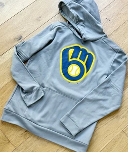 Milwaukee Brewers MLB Gray Hooded Sweatshirt Men’s Medium – Genuine Merchandise - Picture 1 of 7
