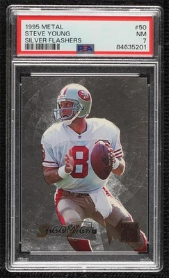 1995 Fleer Metal Silver Flasher Steve Young #50 PSA 7 HOF - Image 1 of 2