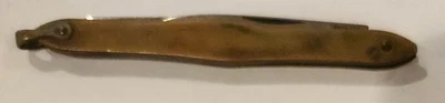 RARE! Vtg Colonial old watch fob folding knife, gold plated w/2 blades, Prov. RI - Image 1 of 4