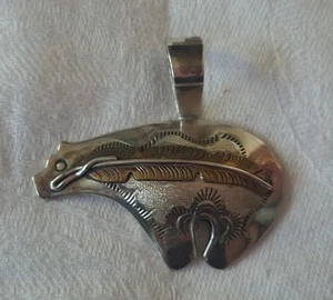 JH Wilson Sterling Silver Bear Navajo Pendant - Picture 1 of 9