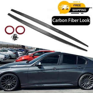 Carbon Black Side Skirts Extension Lip For BMW 3 Series F30 F31 2012-18 M Sport - Picture 1 of 17