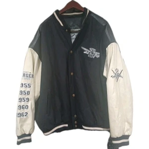  Chaqueta de cuero vintage Steve and Barry’s Bomber gráfica XXL - Imagen 1 de 9