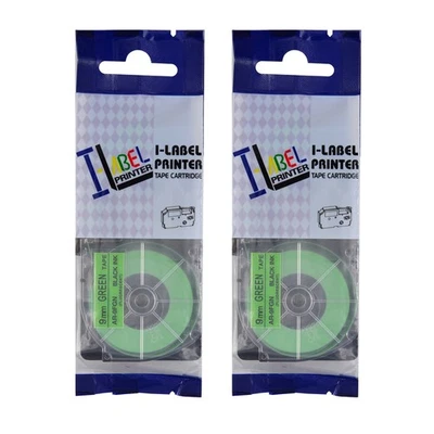 2PK Fluorescent Green Tape Cartridge XR-9FGN for Casio KL-60 EZ Label 9mm - Image 1 of 4