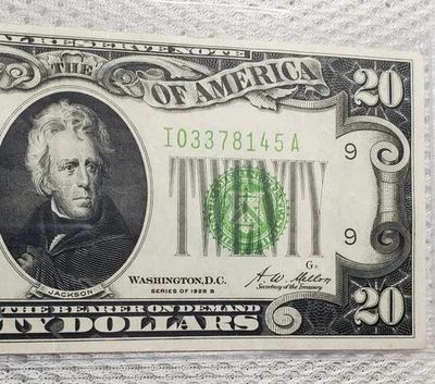 1928 B $20 Federal Reserve Note Green Seal Minneapolis, MN Redeemable in Gold  - Image 1 of 4