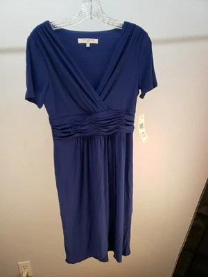 Evan Picone Short Sleeve Faux Wrap Dress 10P Egyptian Blue Rushing NWT $99 .00 - Image 1 of 4