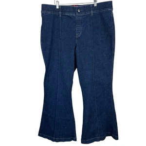 Pantalones de mezclilla Spanx acampanados para mujer 3X lavado oscuro pintuck corte boot-on índigo crudo - Imagen 1 de 12