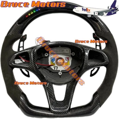 Volante LED de fibra de carbono para Mercedes-Benz GLA250 W205 C300 W204 CLA GLA Foto 1 de 4