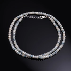 Natural Mystic Bio Corundum Beaded Necklace, AAA Faceted Rondell Beads 4.5 mm - Picture 1 of 3