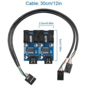 Cable divisor de cabezal USB 9 pines placa base 1 a 2 adaptador conector USB 2.0 HUB - Imagen 1 de 11