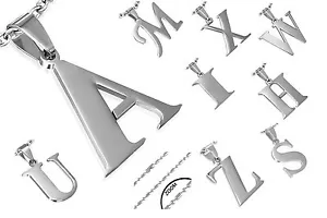 STAINLESS STEEL Letter Pendant with Chain from A to Z - Picture 1 of 24
