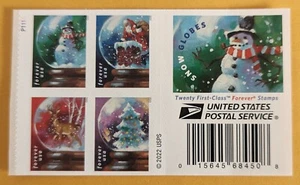 EE. UU. Estampillas de globos de nieve. Bloque de sellos Forever de 4 V, etiqueta USPS. 2023 - Imagen 1 de 2
