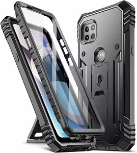 Funda de teléfono negra con soporte poético a prueba de golpes para Motorola Moto One 5G Ace - Imagen 1 de 7